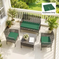Outsunny Outdoor Seat Cushion Pads for Rattan Furniture, 3 PCs Garden Furniture Cushions, Green(m-9)