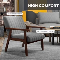 HOMCOM Mid Century Accent Chair, with Wooden Legs - Grey(m-5)