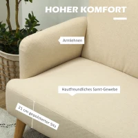 HOMCOM Tweezitsbank, Compact, Huidvriendelijke Bekleding, Tot 240 kg, 130x74x79 cm, Crèmewit(m-4)