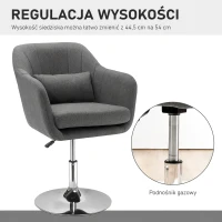 HOMCOM Krzesło biurowe krzesło obrotowe fotel obrotowy z regulacją wysokości tkanina kolor ciemnoszary(m-4)