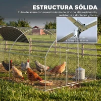 PawHut Gallinero de Exterior Grande para 12-18 Gallinas de Acero Galvanizado y Techo de Tela Oxford 5,7x2,8x1,97 m Plata(m-6)