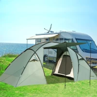 Outsunny Familienzelt Campingzelt 4-5 Personen Großer Stauraum Wasserdicht WS 2000mm mit Dach Grün(m-10)