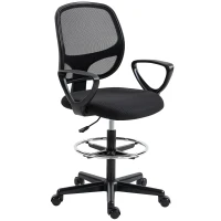 HOMCOM Chaise bureau ergonomique, fauteuil de bureau avec repose-pieds et accoudoirs, hauteur réglable, 59x58x103-123cm, noir(m-13)