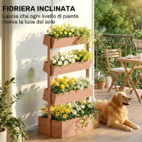 Outsunny Letto da Giardino Rialzato, Fioriera Verticale in Legno con Drenaggio e Rivestimento.(m-5)