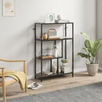 HOMCOM 4-Tier Bookshelf with Open Shelves - Charcoal Grey(m-10)