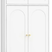 HOMCOM Smalle badkamerkast met 2 laden en verstelbare legplank, 60 x 30 x 108 cm, wit(m-13)