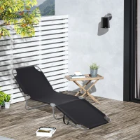 Outsunny Opvouwbare ligstoel met verstelbare rugleuning, roestvrij metalen frame, 187 x 55 x 24, zwart(m-2)