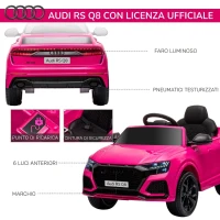 HOMCOM Macchina Elettrica per Bambini 3-5 Anni 6V Audi RS Q8 Autentica, 1.5-3km/h, con Telecomando e Musica, Rosa(m-7)
