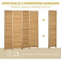 HOMCOM 4-częściowy Parawan, 160 x 170 cm, Składany Parawan z Bambusa dla Salonu, Sypialni, Naturalny(m-6)