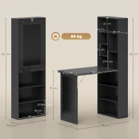 HOMCOM Three-Part Work Desk, with Storage and Chalkboard - Black(m-9)
