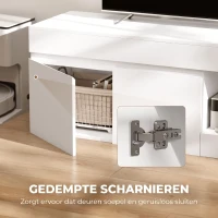 HOMCOM Modern TV-lowboard voor de woonkamer met 2 deuren, open vak en grepen, voor televisies tot 152 cm, 140 x 40 x 48 cm, Wit(m-6)
