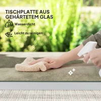 Outsunny 3-delige Eetset voor 2 Personen met Glastafel en Kussens - Lichtgrijs(m-6)