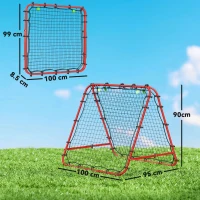 HOMCOM Double Sided Football Rebounder Net, Football Rebound Goal with Five Adjustable Angles, Red(m-3)