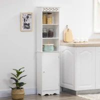 HOMCOM Mobiletto del Bagno a Torre 3 Ripiani Regolabili su 3 Livelli e 1 Ampio Armadietto Inferiore Manopole sull'Anta MDF Bianco 40x23x160cm(m-10)