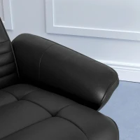 HOMCOM Gepolsterde fauteuil, accentfauteuil met hocker, draaibaar, ergonomisch, microvezel-look, tot 150 kg, zwart(m-9)