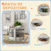 AIYAPLAY Set cu masă pentru copii și 4 taburete compacte cu spațiu de depozitare din lemn, gri(m-6)