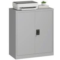 Vinsetto Armadietto Mobile Ripiano Regolabile Chiusura di Sicurezza per Casa Ufficio Garage Acciaio 80x40x92.5cm Grigio(m-7)
