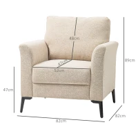 HOMCOM Linen-Look Armchair - Beige(m-3)