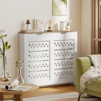 HOMCOM Couvercle de radiateur, cache radiateur avec placard rabattable et étagère supérieur, 108 x 19 x 95,5 cm, blanc(m-9)