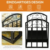 Outsunny openhaardrek brandhoutrek brandhoutrek 60 kg draagvermogen houtrek openhaardtangen metaal zwart 60,5 x 36 x 46,5 cm(m-4)