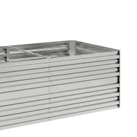 Outsunny Plantenbak, Handzaam Bloembed voor Planten, Koesteren en Verzorgen, Verhoogde Bed, Staal, Zilver(m-12)