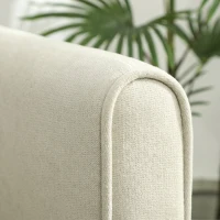 HOMCOM Canapea cu 2 Locuri Modernă cu Spătar Matlasat cu Butoane și Acoperire în Velluto, 124x73x92 cm, Crem(m-9)