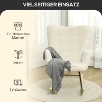 HOMCOM Schommelstoel, dikke vulling, brede rugleuning, beukenhout/staalframe, tot 120 kg, Beige(m-6)