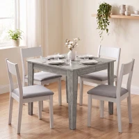 HOMCOM Mesa de Jantar para 4 Pessoas, Mesa de Cozinha Quadrada 80x80x75 cm com Pés Antiderrapantes, Cinza Efeito Madeira(m-4)