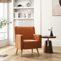 HOMCOM Fotoliu Modern cu Spătar Înclinat, din Material Textil cu Efect de Catifea, 70x76x92 cm, Maro(m-10)