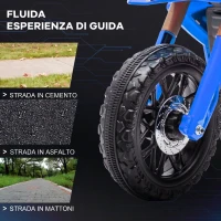 AIYAPLAY Moto Elettrica per Bambini 3-8 Anni con 12V Doppi Motori, Rotelle e Clacson, 3 km/h, Capacità 30kg, Blu(m-7)