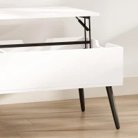 HOMCOM Lift-top salontafel met gesplitst blad, modern design en metalen poten, wit(m-11)
