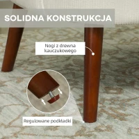 HOMCOM Nowoczesny Fotel z Podłokietnikami, Tapicerowany Akcentowy Fotel z Poduszką Lędźwiową, Nogi z Drewna Kauczukowego, Kremowy(m-7)