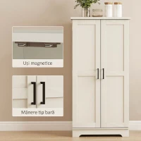 HOMCOM Dulap de Bucătărie Tip Cămară, Rustic, cu 12 Rafturi pentru Condimente, Rafturi Reglabile, 2 Uși, pentru Sufragerie și Living, 60x40x120 cm, Crem(m-6)