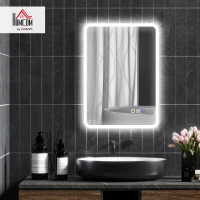 HOMCOM 70 x 50cm LED Bathroom Mirror, with Bluetooth - Silver Tone(m-10)