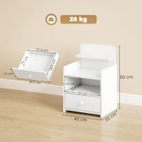 HOMCOM Bedside Cabinet, Bedside Table with Drawer and Shelf for Living Room, White(m-3)