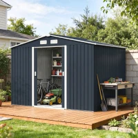 Outsunny tuinhuisje metaal houtskool grijs 277 x 195 x 192 cm(m-2)
