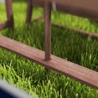 AIYAPLAY Outdoor Wooden Kids Picnic Table & Bench Set with Cushions and Umbrella, for Patio, Garden, Navy Blue(m-8)