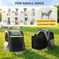PawHut Dog Carrier Backpack Expandable, Breathable Pet Carrier Bag for Small Puppy Cat with Reflective Strip for Travel Hiking(m-3)