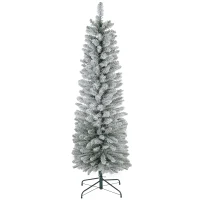 HOMCOM 6ft Artificial Snowy Pencil Christmas Tree - White(m-1)