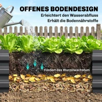 Outsunny Stalen verhoogde plantenbak, open bodem, eenvoudige montage, 95L x 90,5B x 29,8H cm, Grijs(m-6)