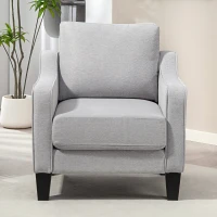 HOMCOM Fotoliu Modern în Material Textil cu Căptușeală Groasă și Arcuri Împachetate, 77x77x86 cm, Gri(m-8)