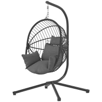 Outsunny Metal Stand Hanging Egg Chair, with Full Body Padded Seat - Grey(m-11)