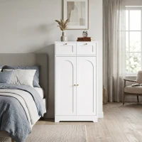 HOMCOM Smalle badkamerkast met 2 laden en verstelbare legplank, 60 x 30 x 108 cm, wit(m-8)