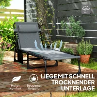 Outsunny Ligstoel, Zonneligstoel met Polstering en Zijtas, Tuinligstoel, Zwembad-Liege, Gepolsterde Ligbed, Grijs(m-6)