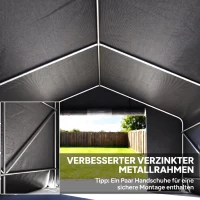Outsunny Draagbare tuinschuur, fietstent, oproldeur met rits, metalen frame, veelzijdige opberging, donkergrijs(m-4)