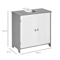 kleankin Meuble sous lavabo meuble sous évier placard 2 portes avec étagère 60 x 30 x 60 cm gris blanc(m-3)