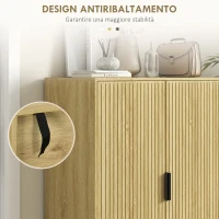 HOMCOM Scarpiera Salvaspazio per 15 Paia di Scarpe con 4 Ripiani Regolabili, 80x38x110cm, Rovere(m-7)