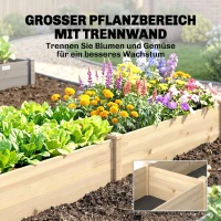 Outsunny bloembak, plantenbak met 2 plantplekken voor groenten in de tuin(m-4)