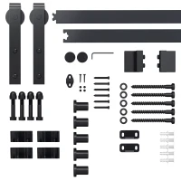 HOMCOM Schiebetüren-Beschlagsatz,  paltzsparend, leise, universell einsetzbar, 200 cm x 40 cm x 0,6 cm, Schwarz(m-12)