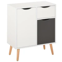 HOMCOM Sideboard Floor Cabinet Storage Cupboard with Drawer and Solid Wood Legs for Bedroom, Living Room, Entryway, Grey(m-10)